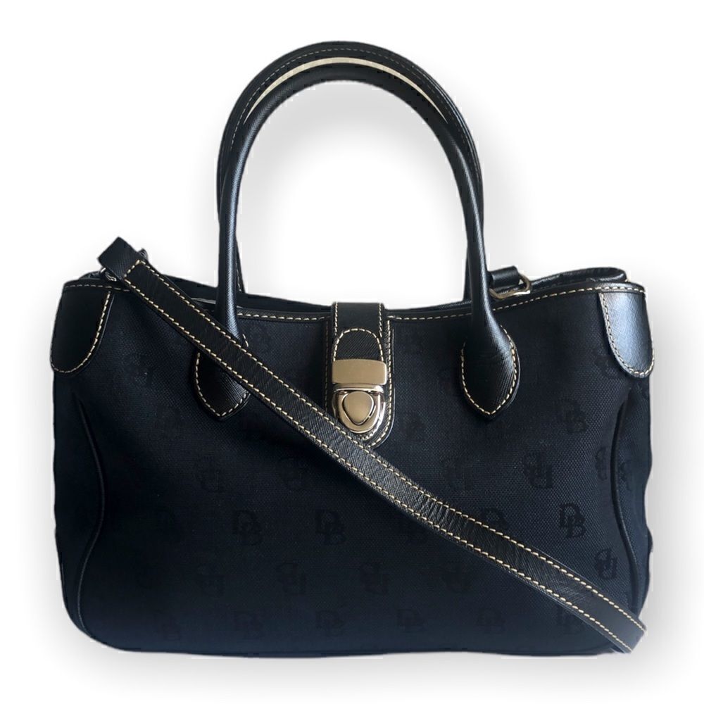 Dooney and Bourke Black Printed Snap Enclosure Cross body bag